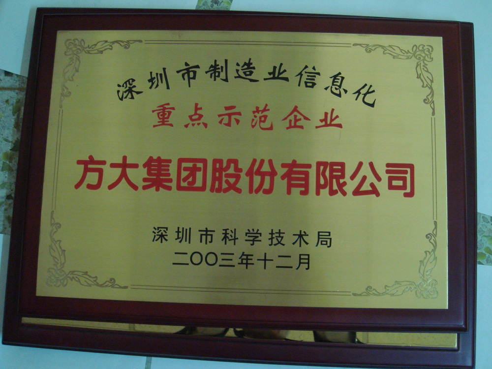 2003 深圳市制造业信息化重点示范企业